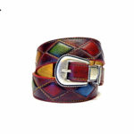 belts handmade multicoloured patchwork leathers