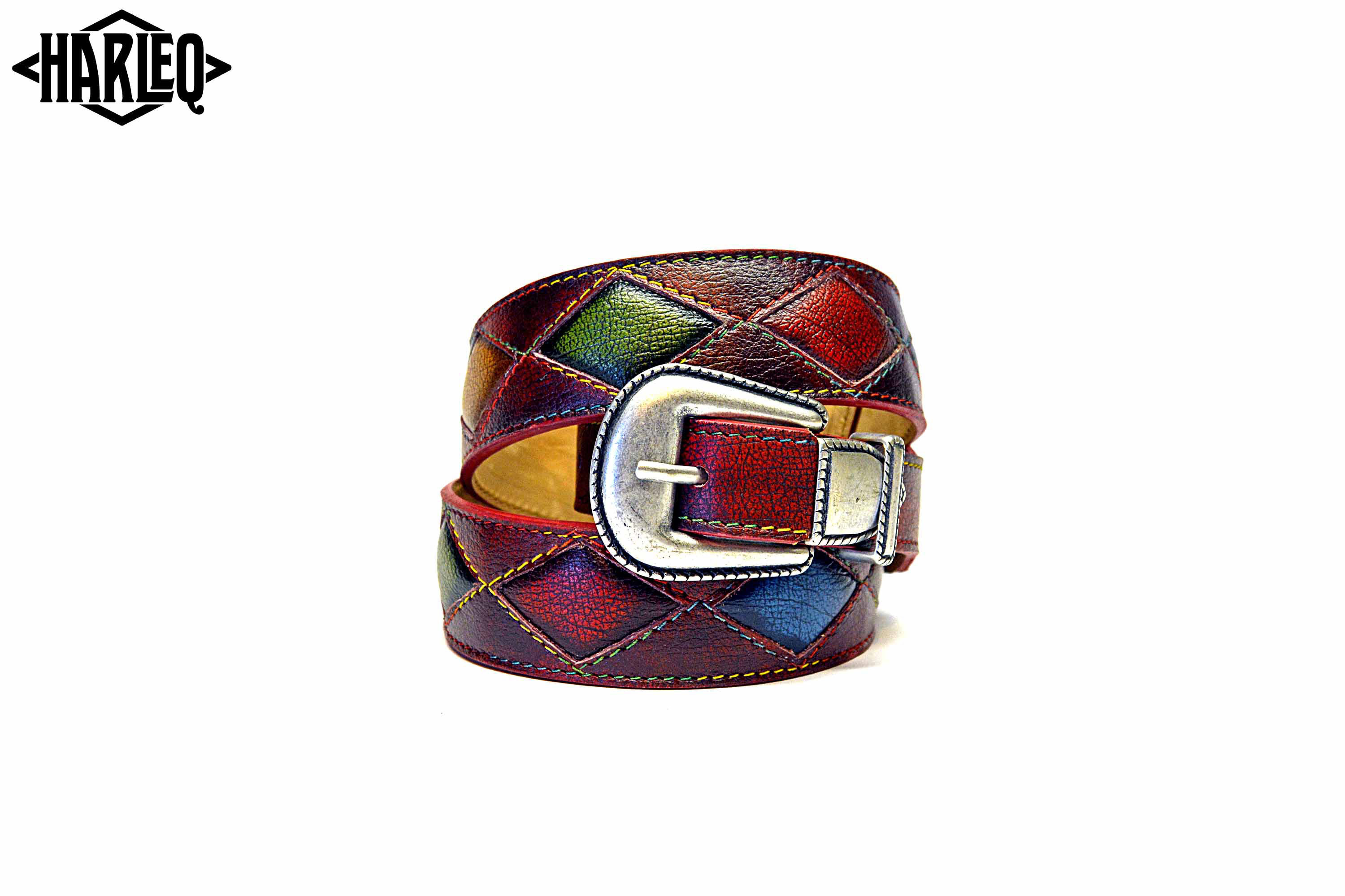 belts handmade multicoloured patchwork leathers