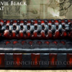 chesterfield patchwork multicoloured sofa red black leathers harleq