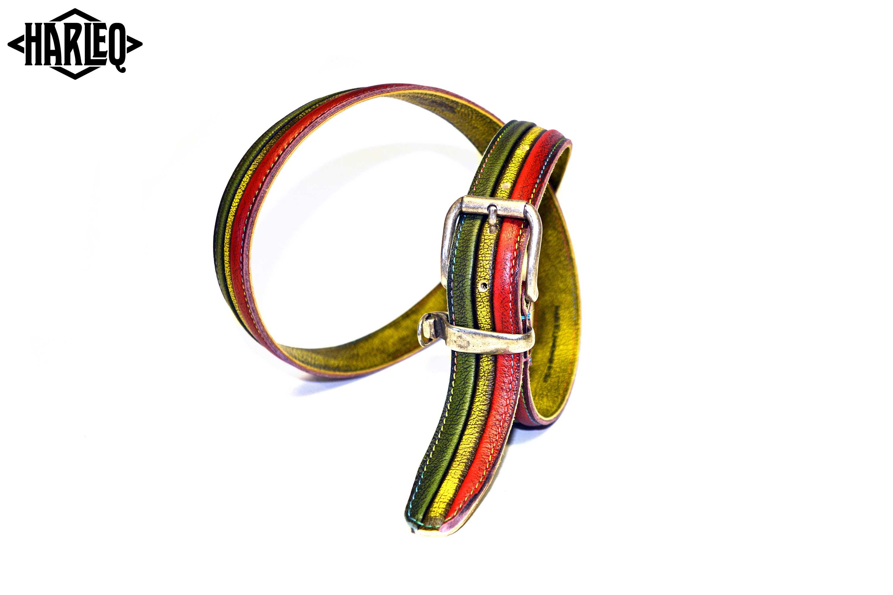 green-yellow-red-belt-handmade-leather