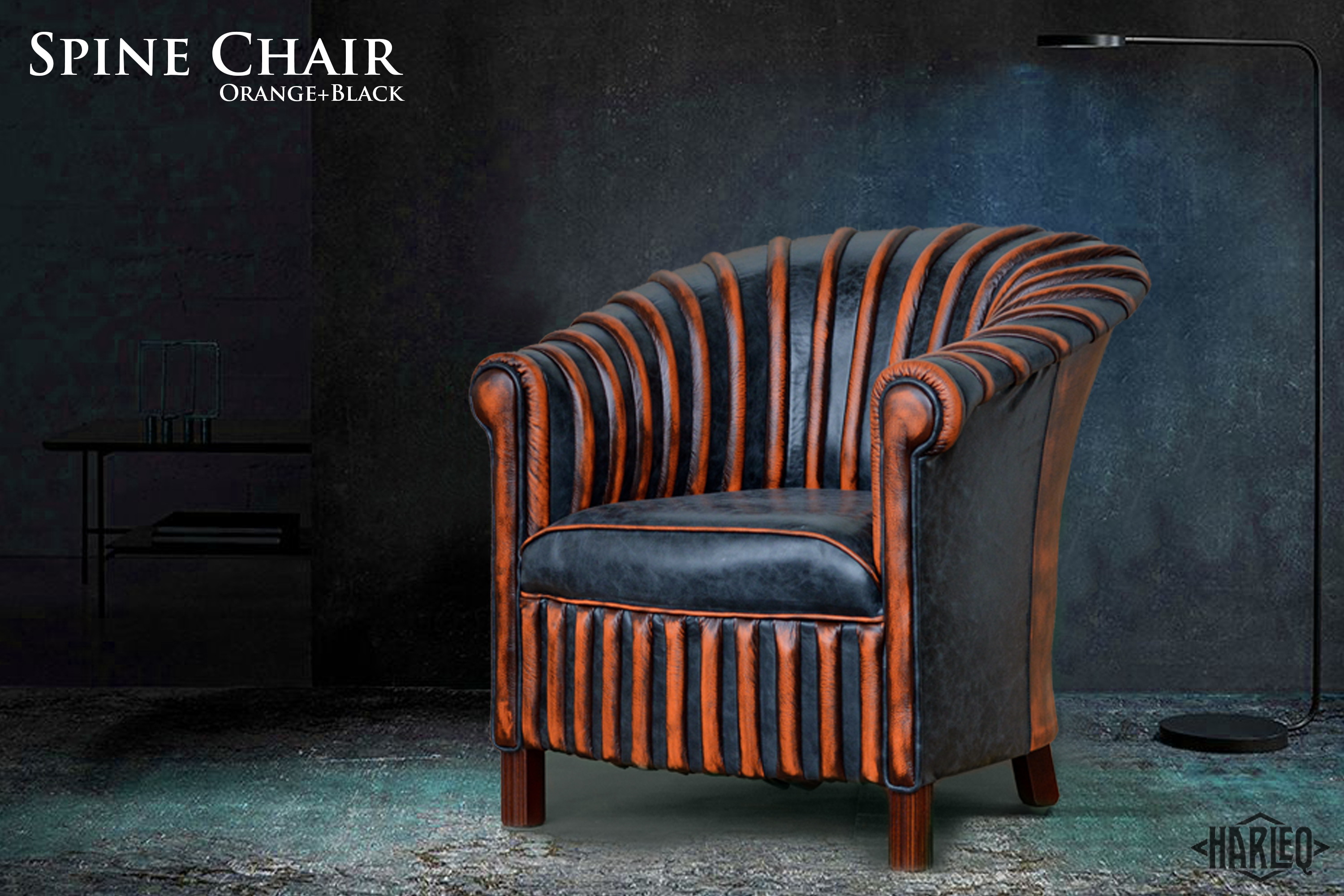 moder-artdeco-leather-harleq-spine-chair-orange-black