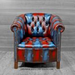 patchwork chesterfield chair multicoloured red blue harleq